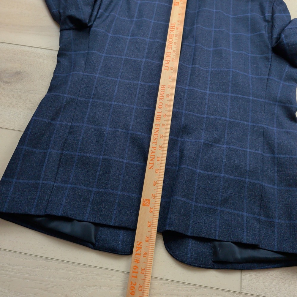 Bonobos Mens 44R Jetsetter Wool Blend Windowpane Plaid Blazer Navy Blue Standard - Picture 12 of 14